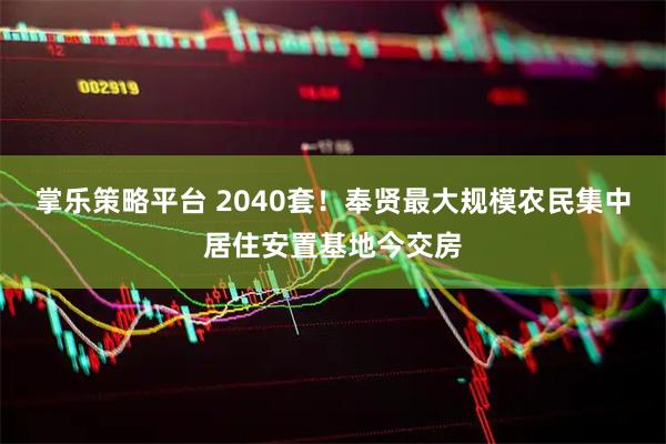 掌乐策略平台 2040套！奉贤最大规模农民集中居住安置基地今交房